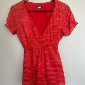 J.Crew Orange Short Sleeve Polka Dot Blouse Size 2 Women | color- orange